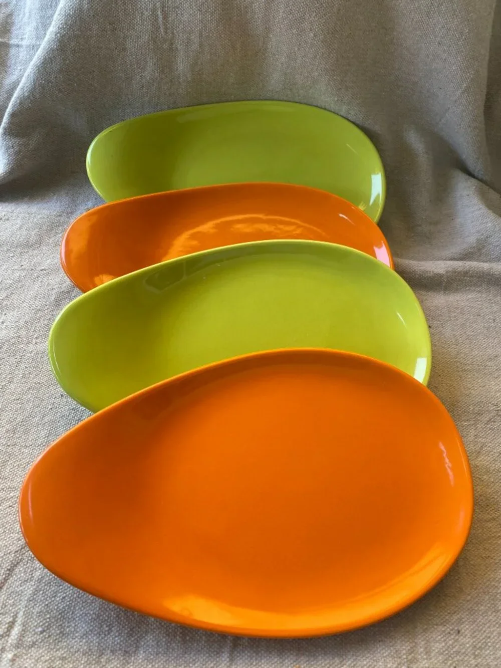Crate & Barrel Ceramic Oval Egg-Shaped Appetizer Snack Plates - Set of 6